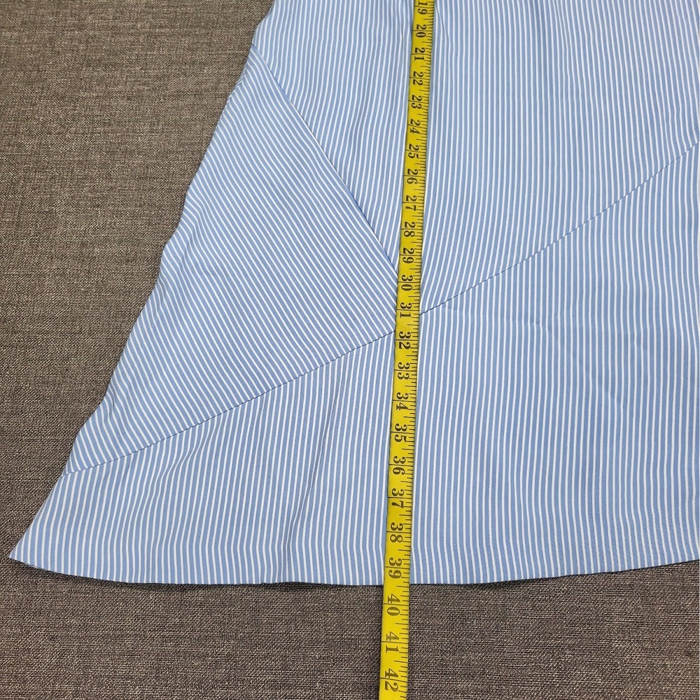 Elizabeth & Clarke Womens Sleeveless Blue Striped Dress with StainTech Size 14 - Picture 3 of 9